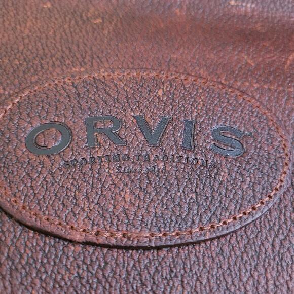 ORVIS Bullhide Brown Thick Leather Bag Vintage Portfolio Briefcase Weekend - Picture 6 of 15